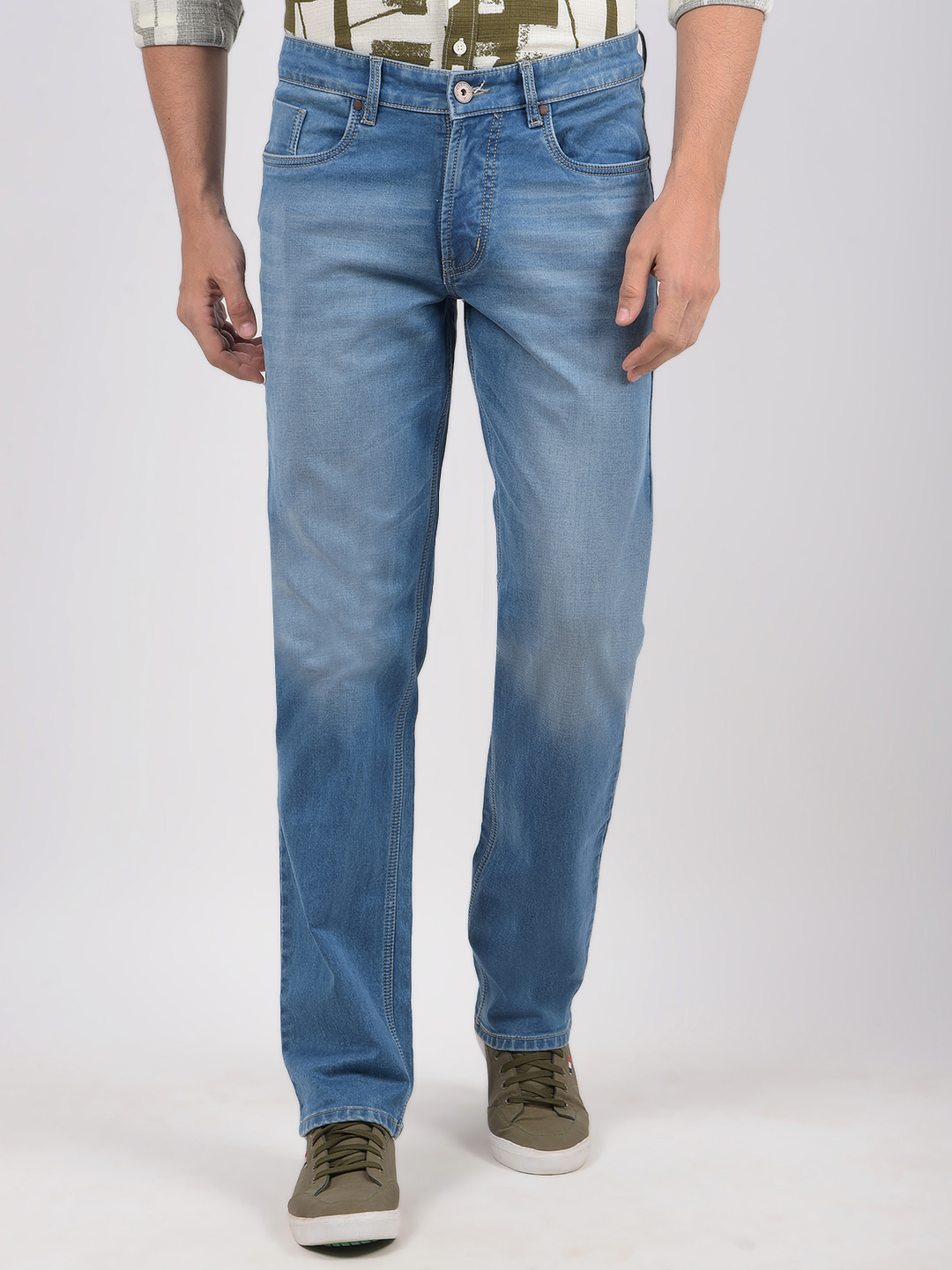 Numero Uno Men Solid Light Blue Jeans